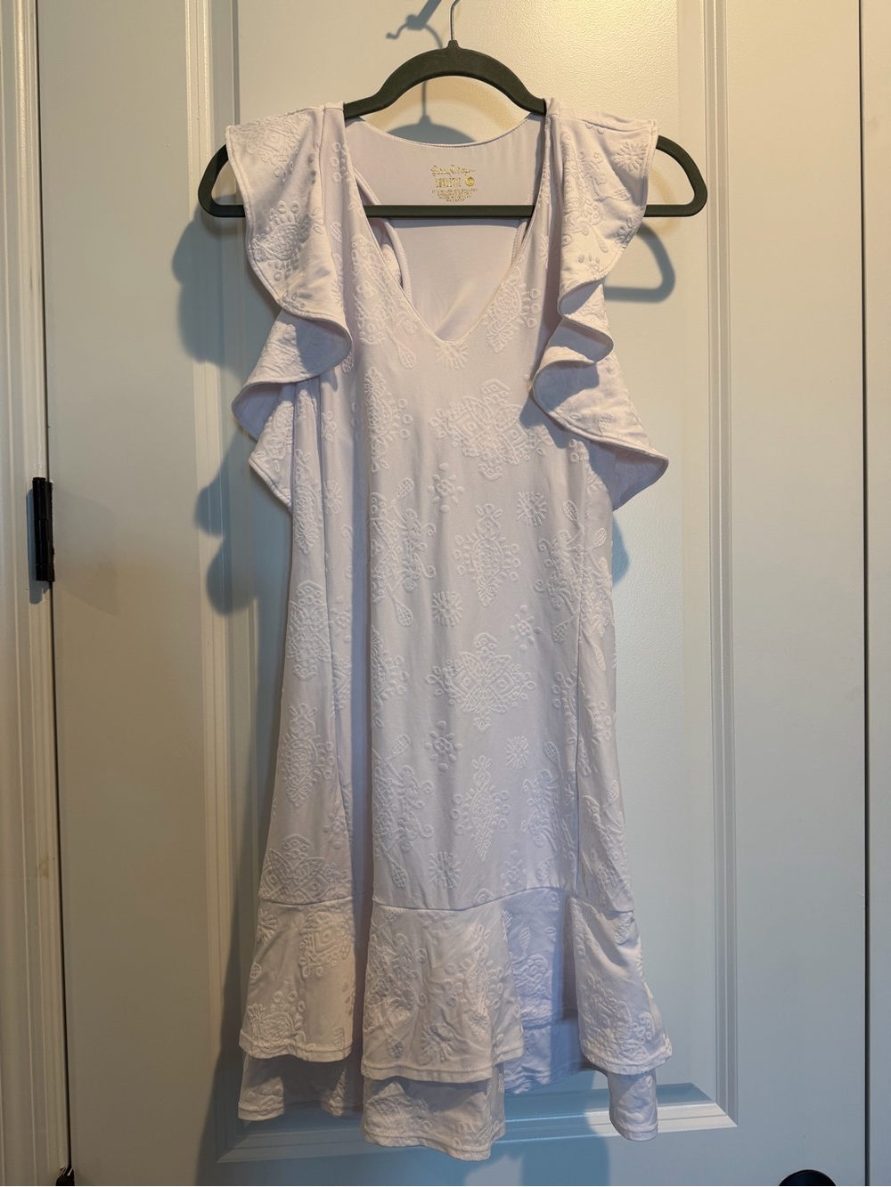 Lilly Pulitzer Luxletic Ruffle-Sleeve Embroidered Dress